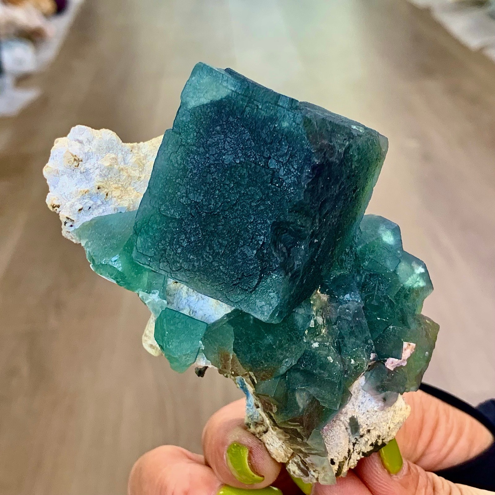 388G Rare transparent Blue green fluorite mineral crystal sample/China