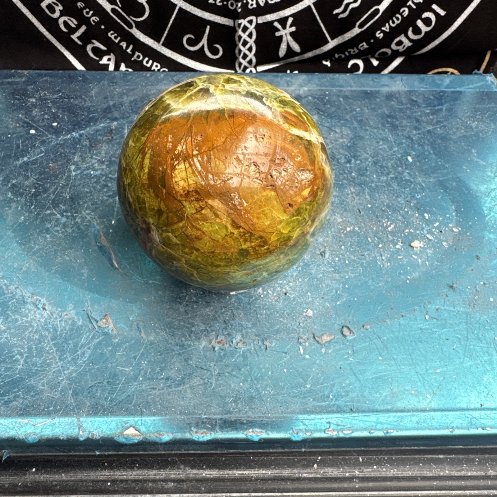 Green Opal Sphere From Madagascar 645 Grams 8 cm Approx DRZ4#3