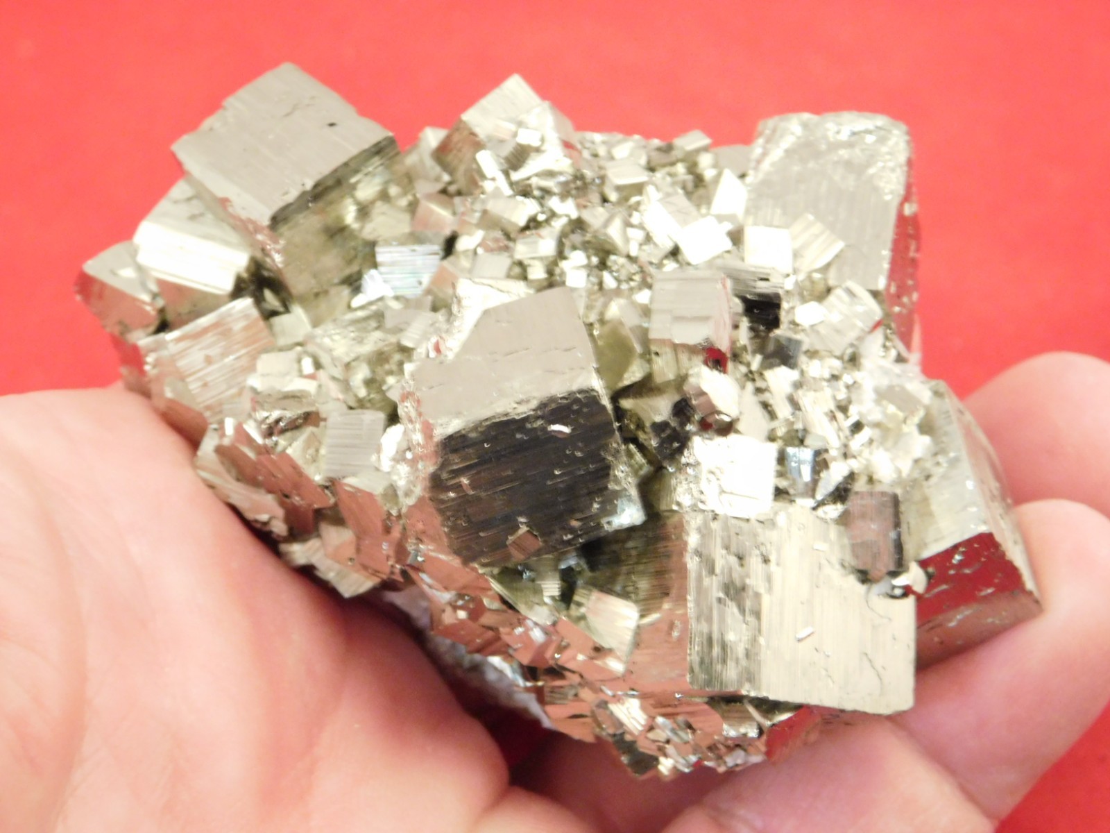 wOw! Larger! Super Nice! PYRITE Crystal CUBE Cluster Huanzala Mine Peru 247gr