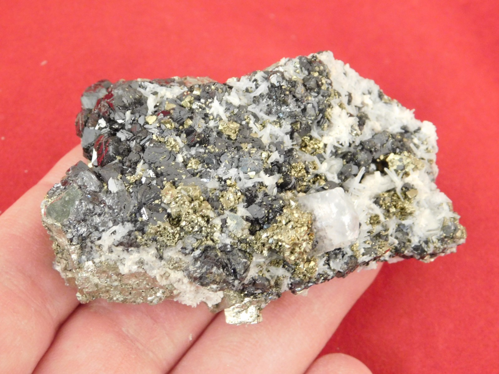 Sphalerite Crystal Cluster with Chalcopyrite Calcite and Pyrite 116gr