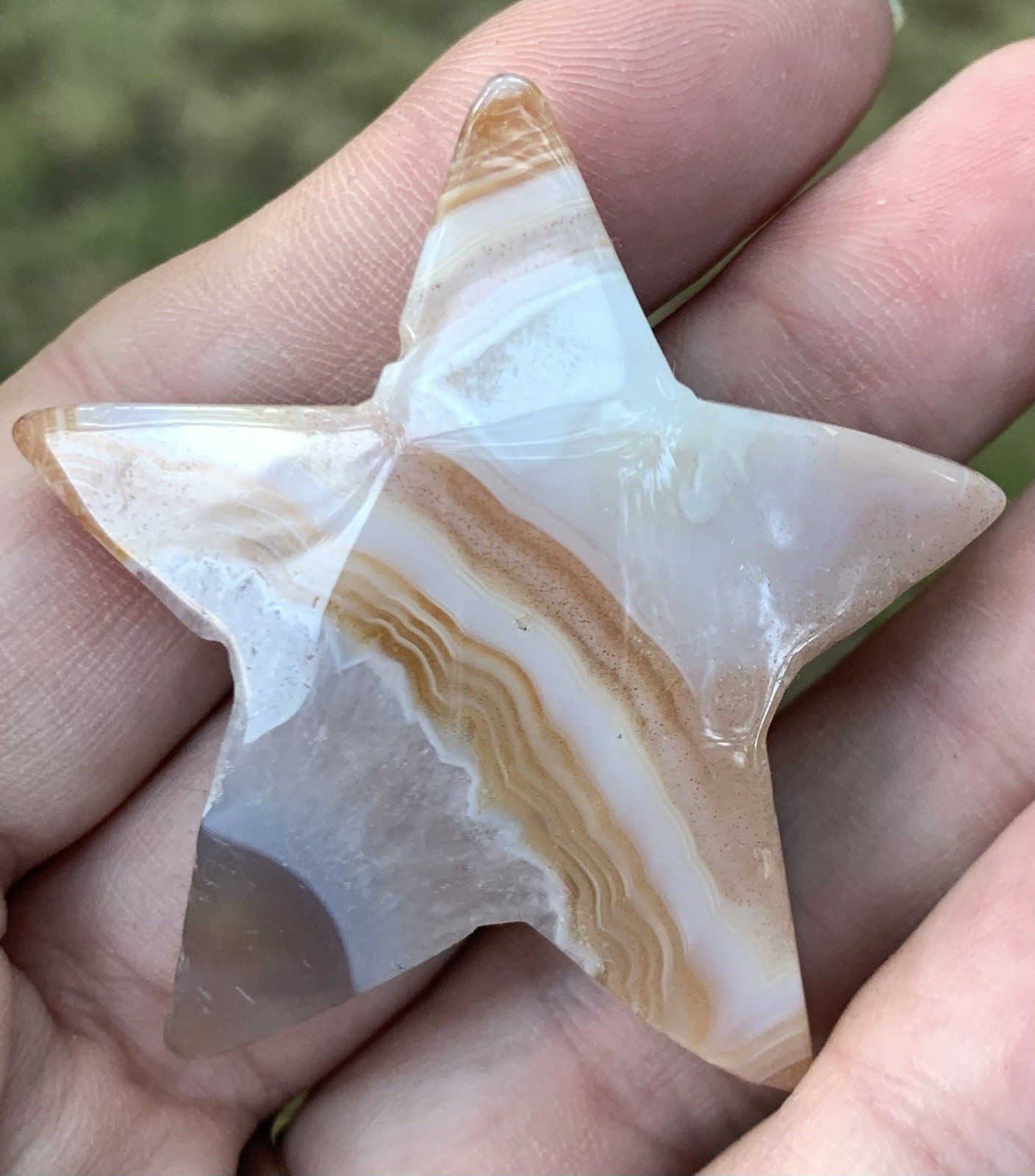 Flower Agate Polished Star Shaped Crystal Palm Stone