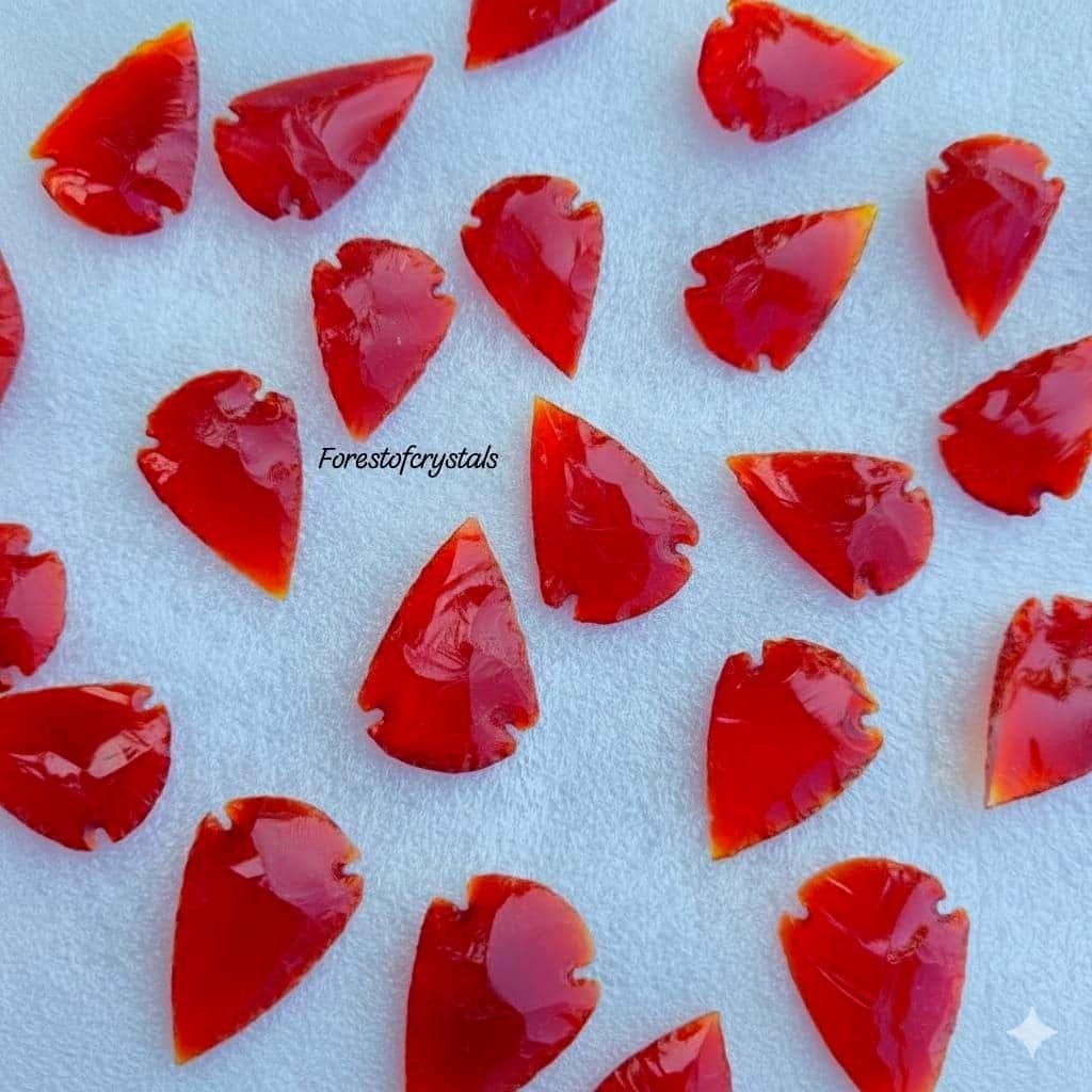 Bulk Red Obsidian Carnelian Arrowheads 1 to 1.5 Inch Handcrafted Crystal Points