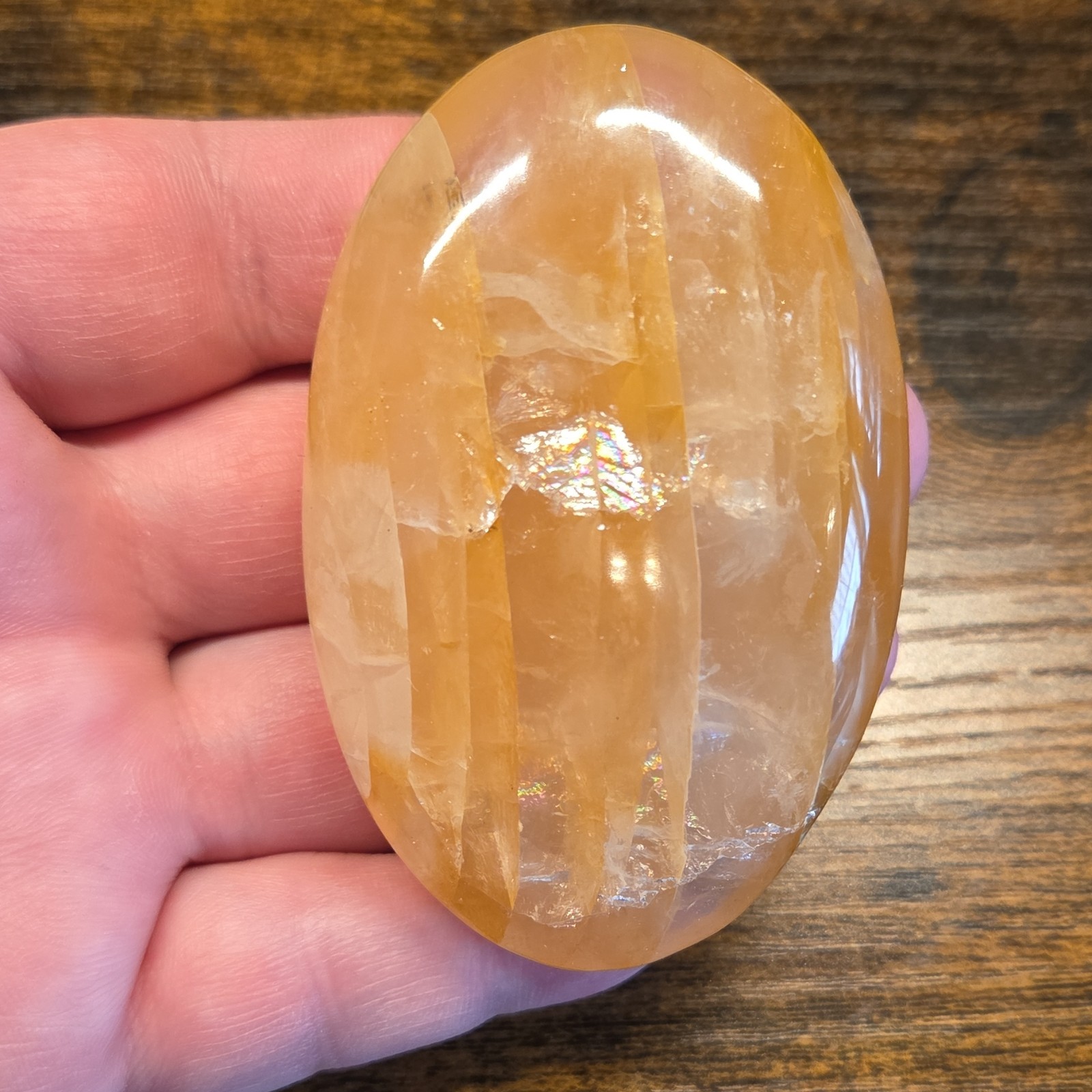 Golden Healer Quartz Palm Stone, beautiful pocket stone, crystal healing, L#8