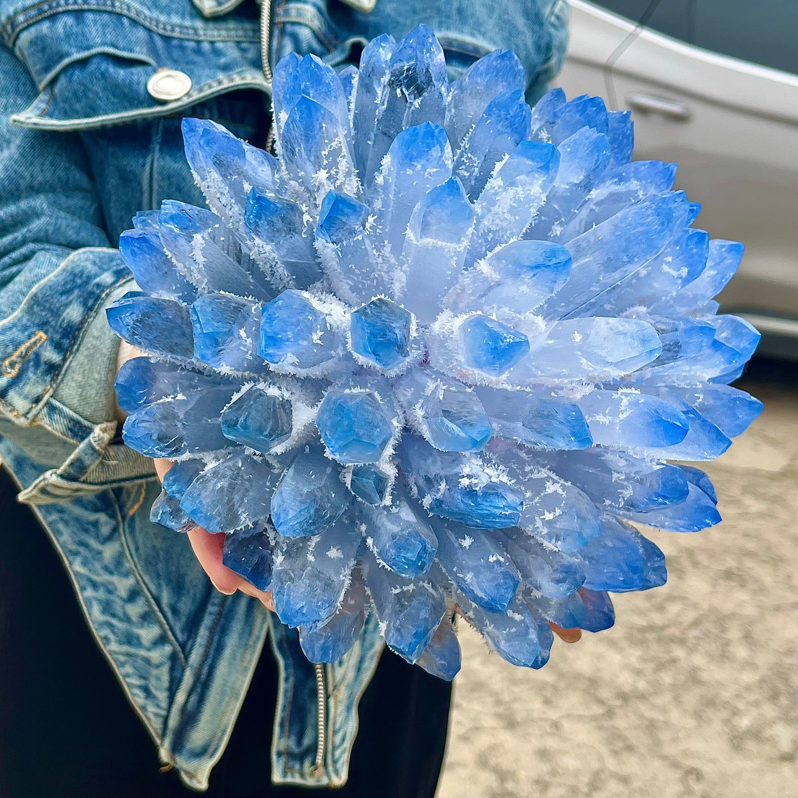 11.9LB eatiful blue Tibetan Ghost phantom Quartz Crystal Cluster Specimen