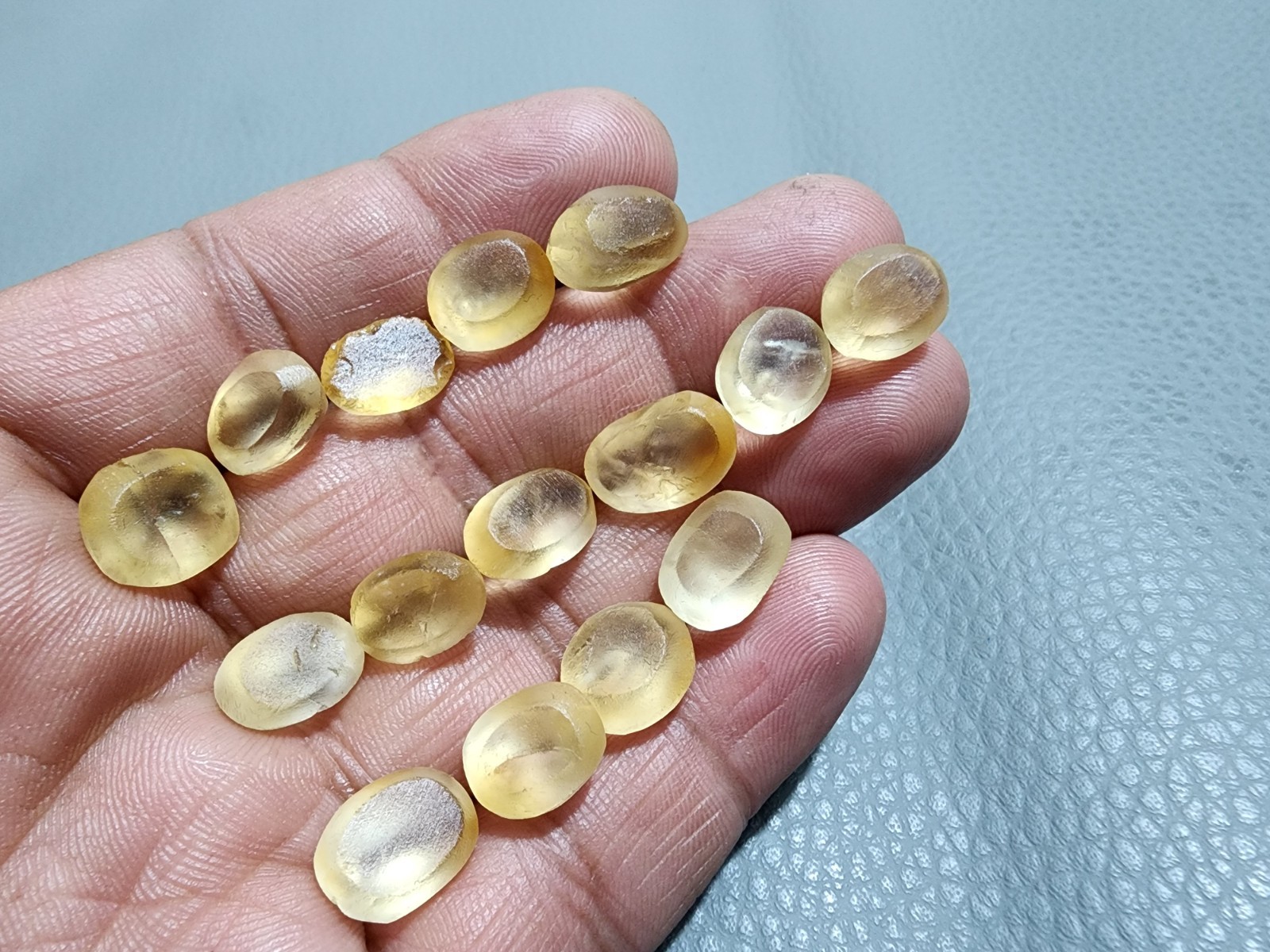 15pcs Top A+ Golden Citrine Topaz 10-13 MM Faceted Oval Cabochon Loose Gemstone