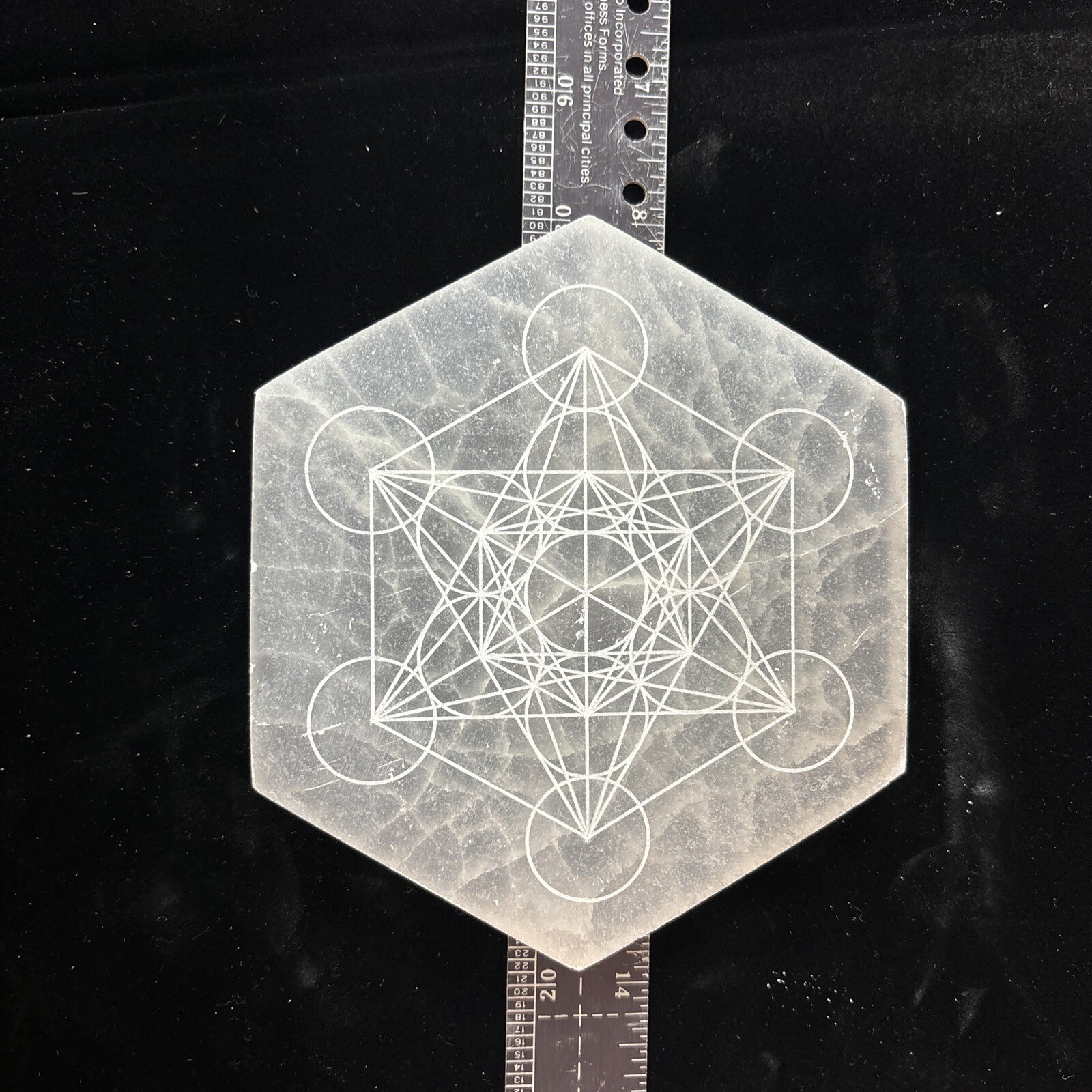 5 1/2” Selenite Charging Plate/grid With Metatrons Cube