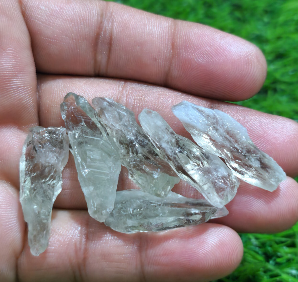 Glowing Green Amethyst Shards 6 Pcs 30-35 mm Loose Gemstone For Jewelry Making
