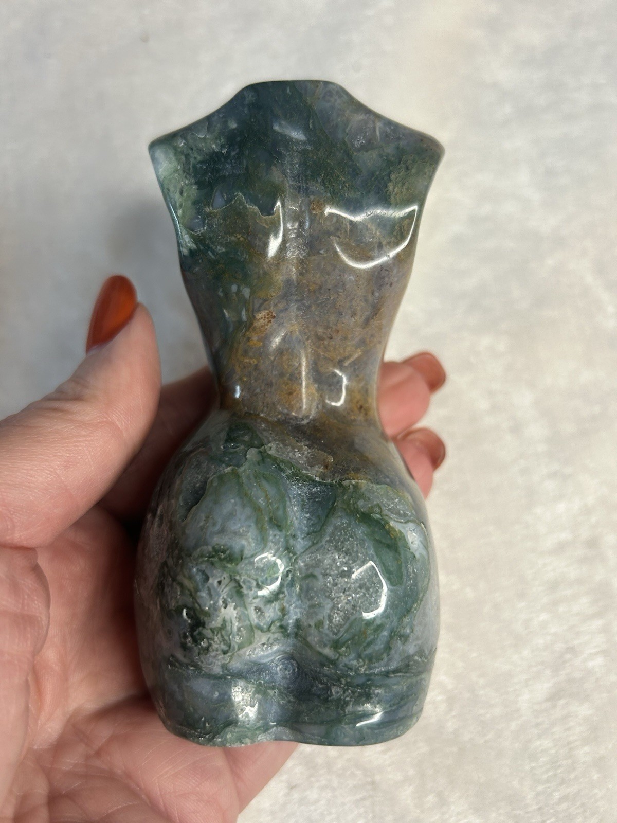 4” Moss Agate Goddess Lady Body Carving | Natural Crystal Statue