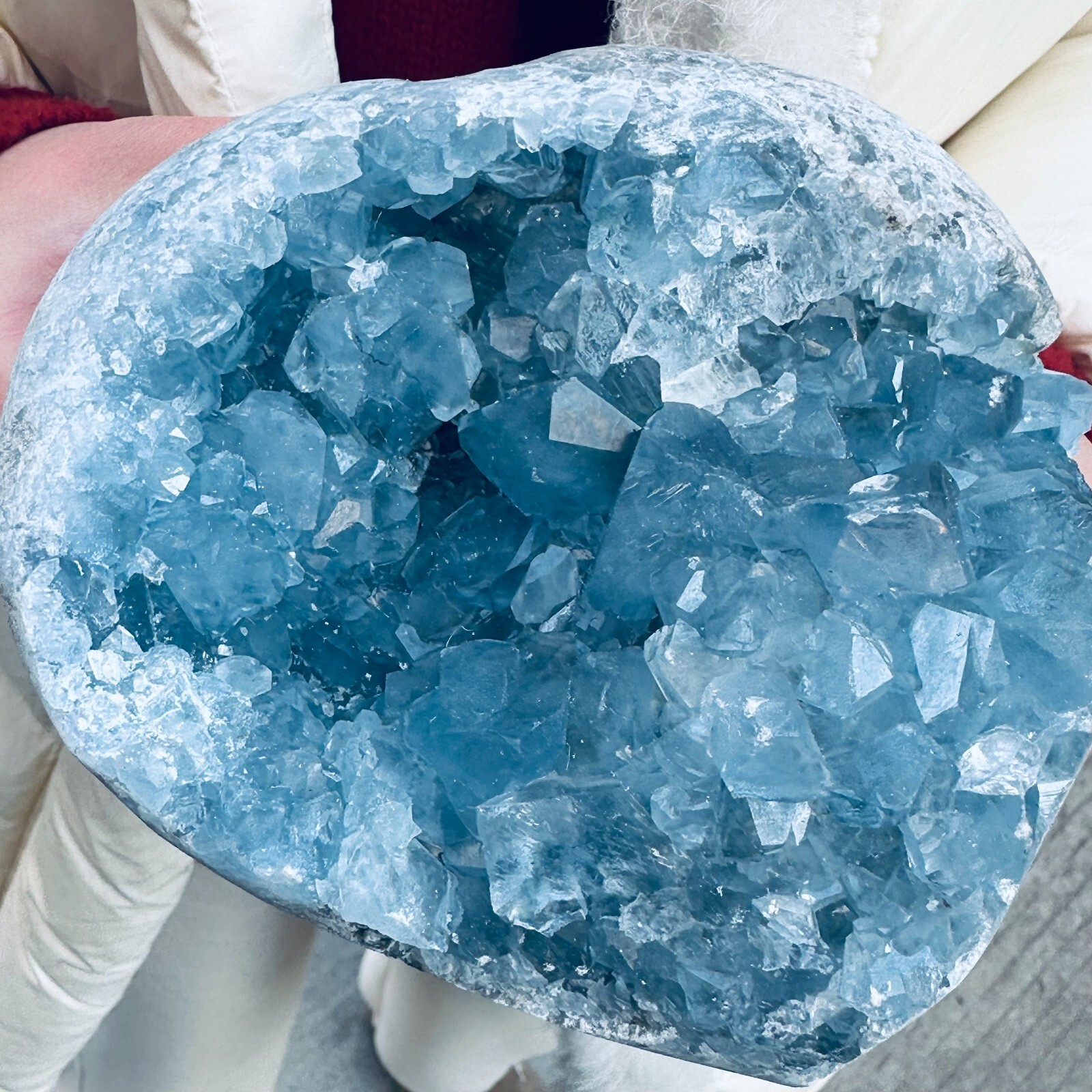 4LB natural blue celestite geode quartz crystal mineral specimen healing