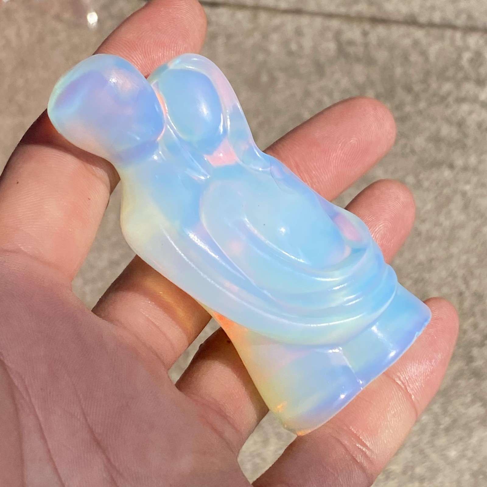 3.2in Opalite Lover Quartz Crystal Skull Carved Figurines Gift 1pcs