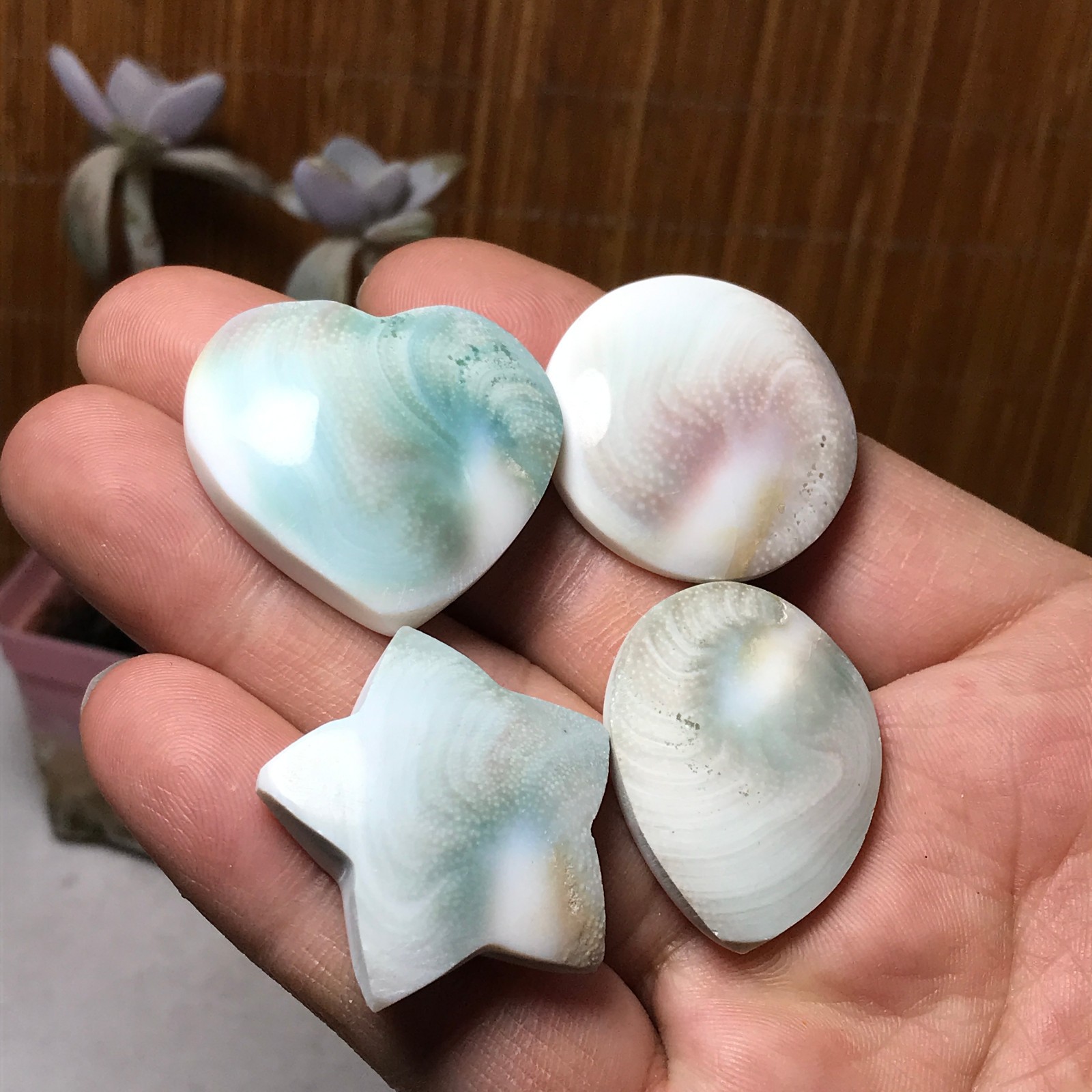 4Pcs Natural sun shell star Heart Reiki Shiva Eye ocean quartz carve A3340