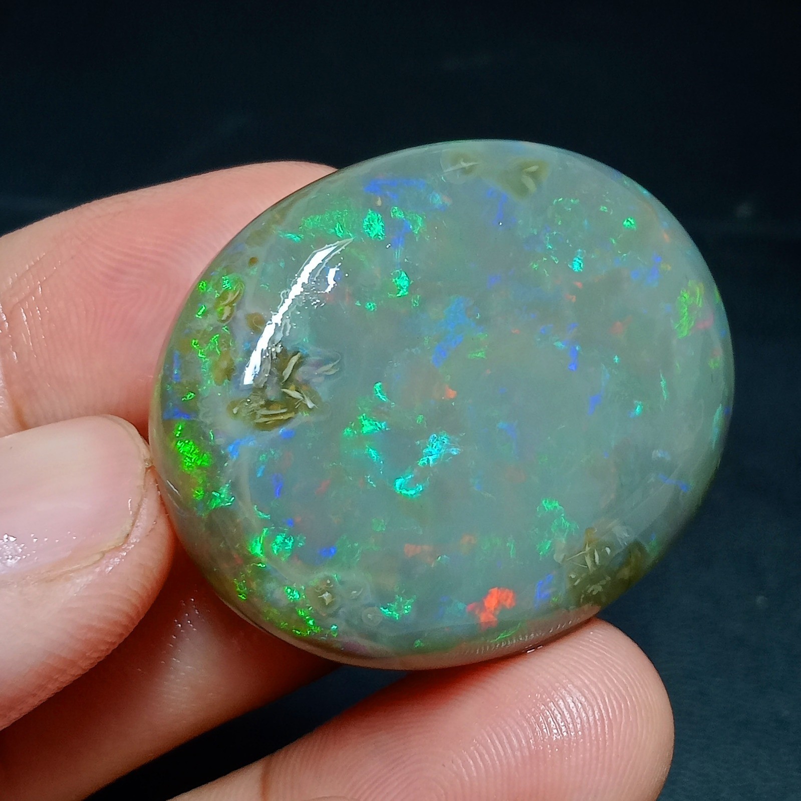 Ethiopian 68ct Crystal Opal Cabochon – Multicolor Fire w/ Natural Matrix