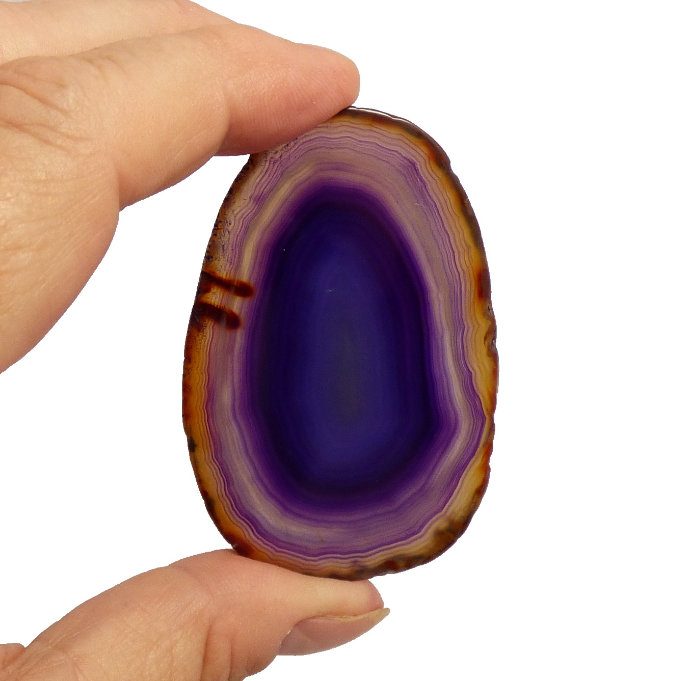 Banded Purple and Orange Agate Geode Slice 6.5cm x 4cm Polished Brazil