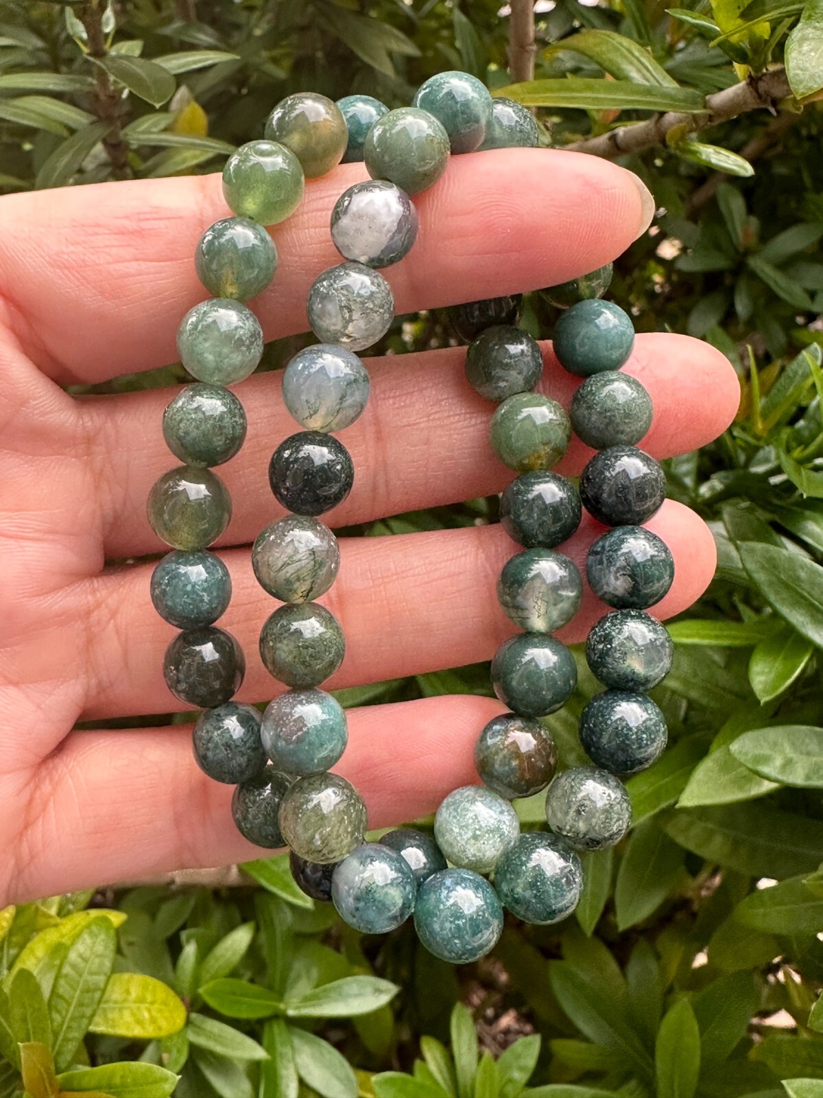 Grade A++ Moss Agate Crystal Bead Bracelet 8mm, Protective Stone, Wholesale Lot