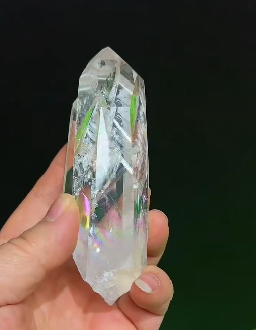 Natural Rainbow White Quartz Obelisk Energy Crystal Point Wand Reiki Decor