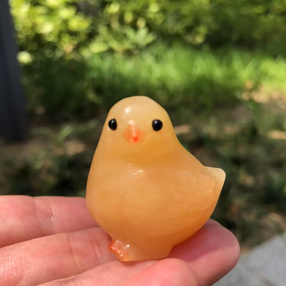 2 ”Natural Yellow jade Quartz Hand Carved Chicken Crystal Healing gift 1pc