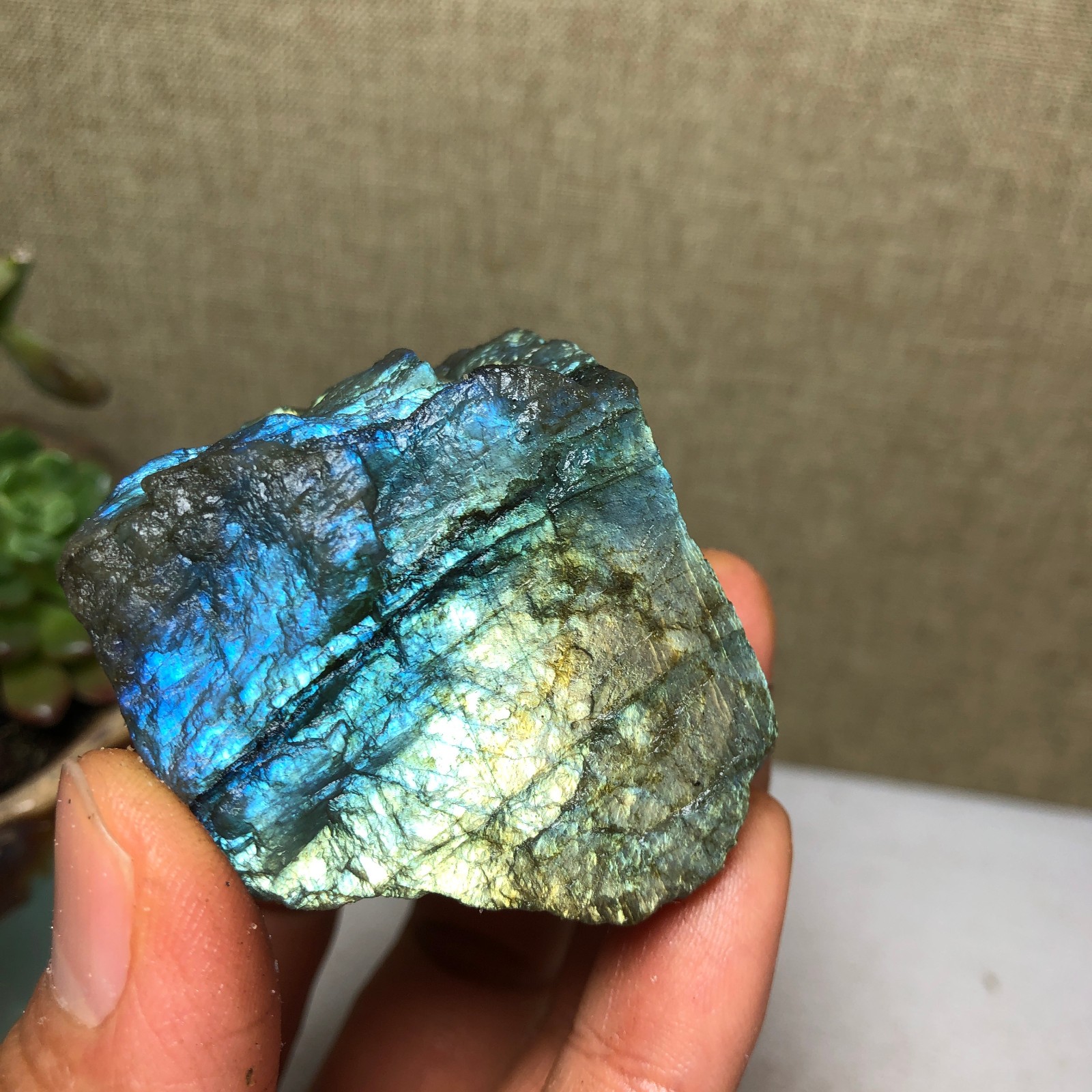 41mm Natural Labradorite Crystal gemstone rough original Specimen 90g A4218