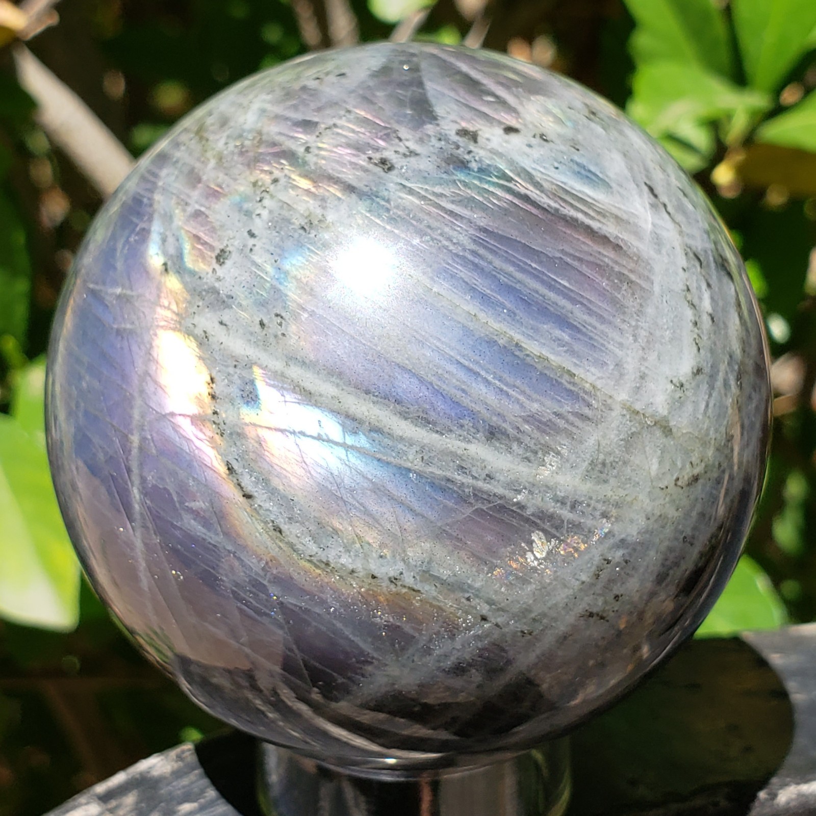2.6″ Labradorite Mineral Crystal Iridescence Sphere Ball Orb Flash, 426g