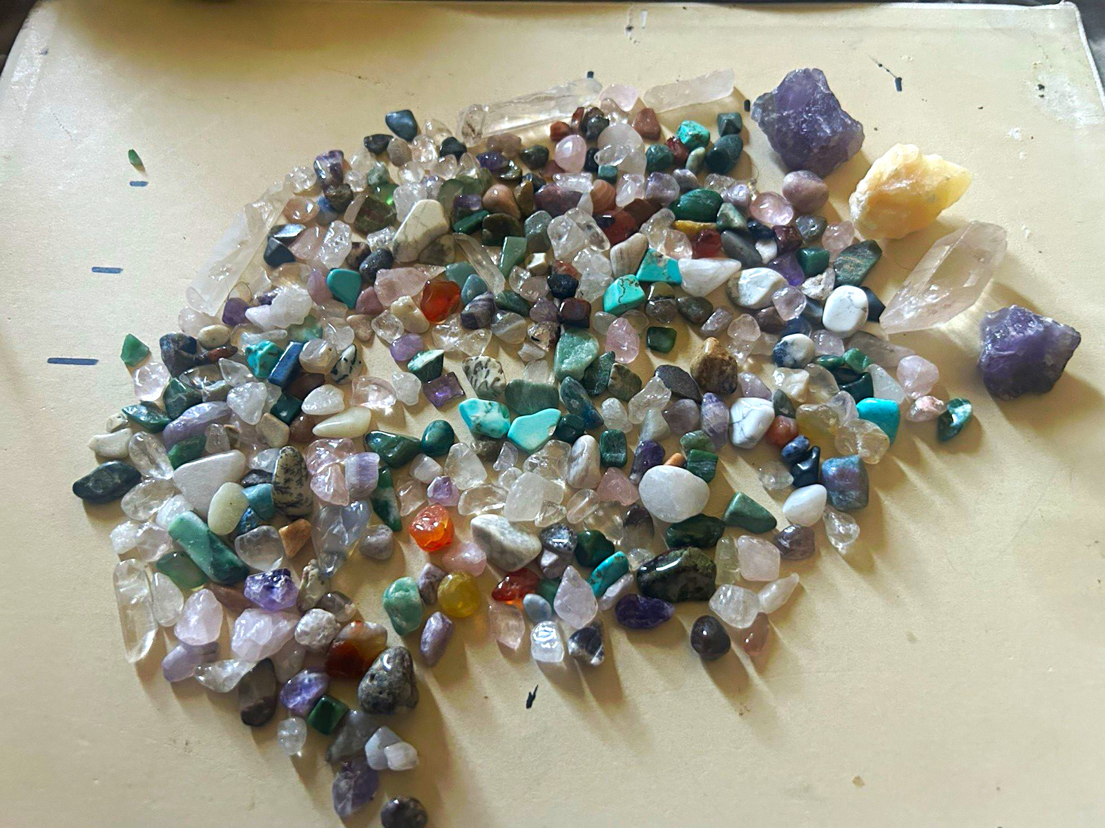 Natural Mixed Small Crystal Chip Stones Lot, Assorted Tumbled Crystals & Stones
