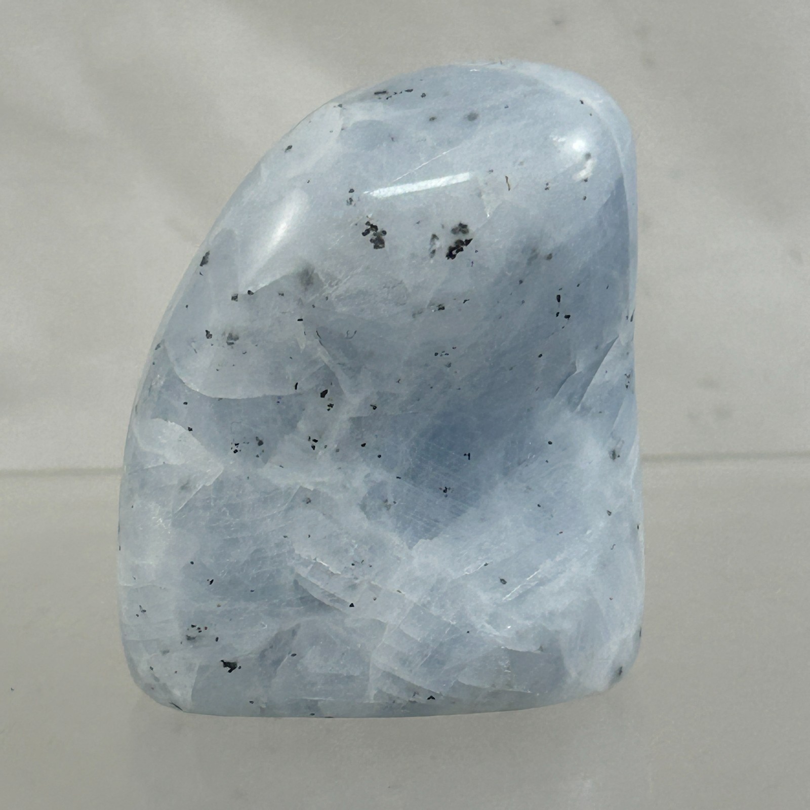 Blue Calcite Polished Crystal Stone. Approx size 6.5cm x 6cm x 3cm. ( 188.4g)