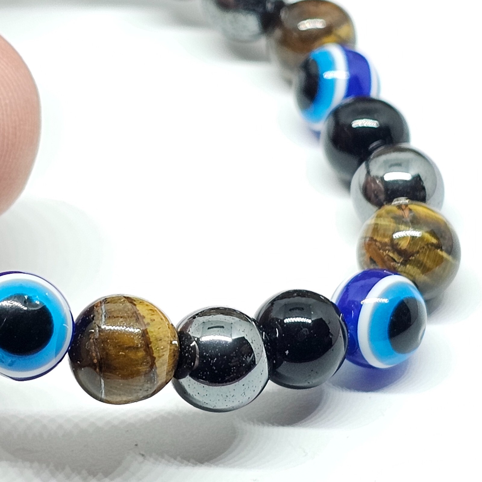 Evil Eye Protection Bracelet Hematite Obsidian Tigers Eye Gemstone Jewellery