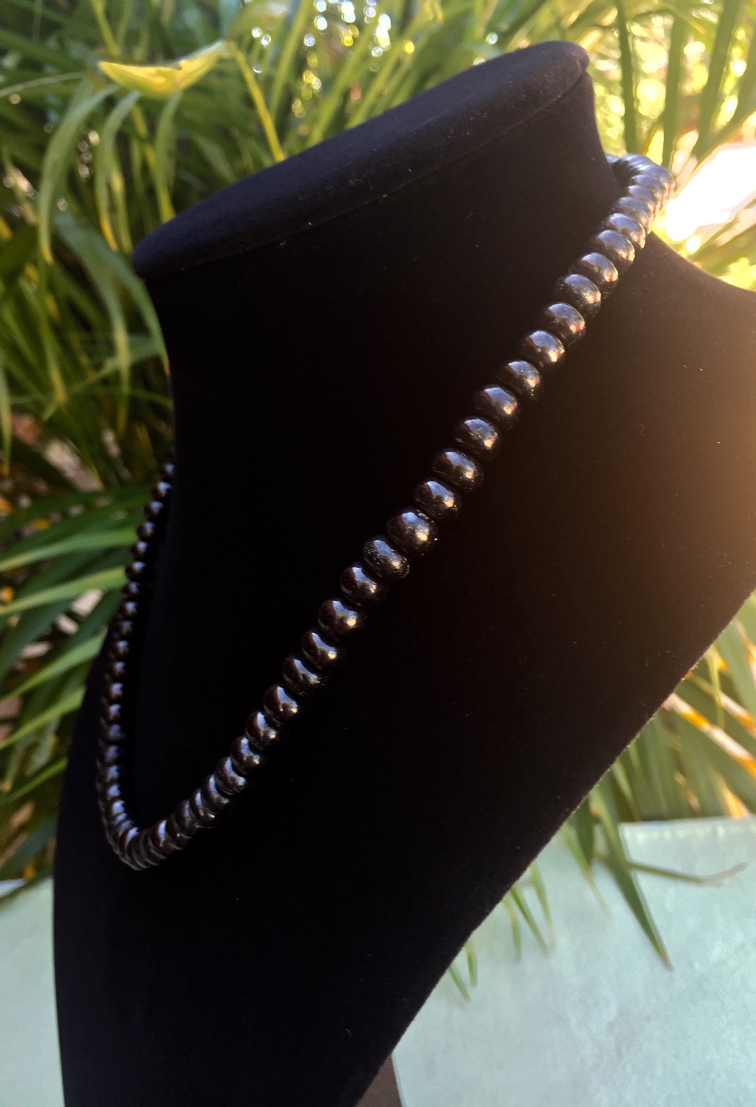 8mm Elite Shungite Necklace Noble Shungite Bead Necklace Chain Karelia Reiki.