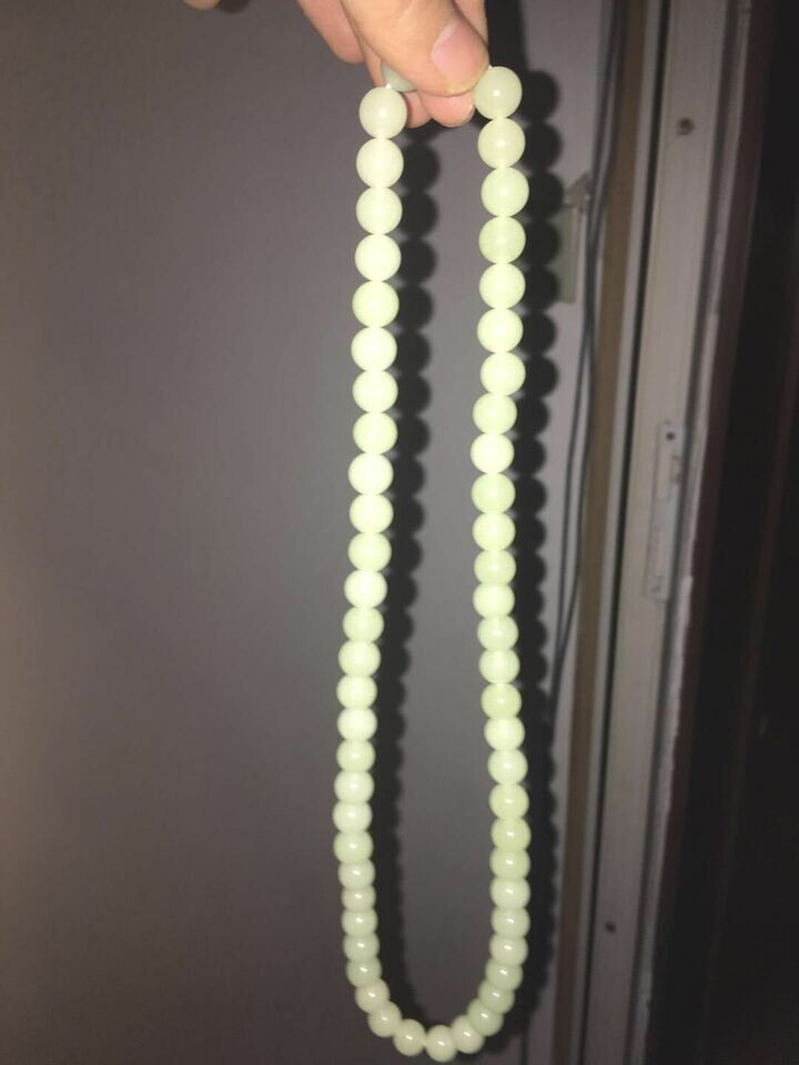 1pcs 10mm “Glow In The Dark” Luminous Stone Rounds Beads Necklace18 inches