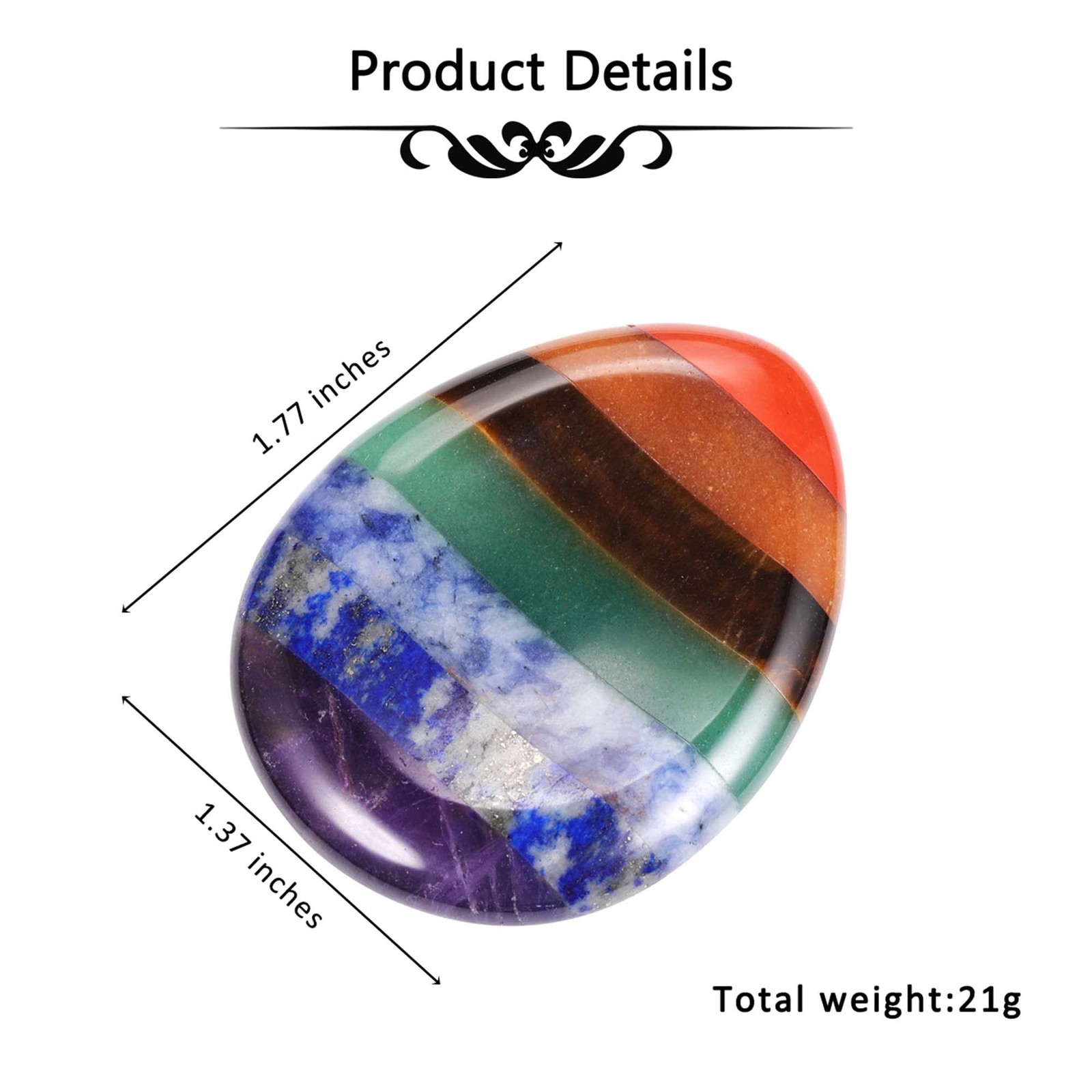 Chakra Healing Crystal Thumb Stone for Anxiety, Stress Relief, Meditation