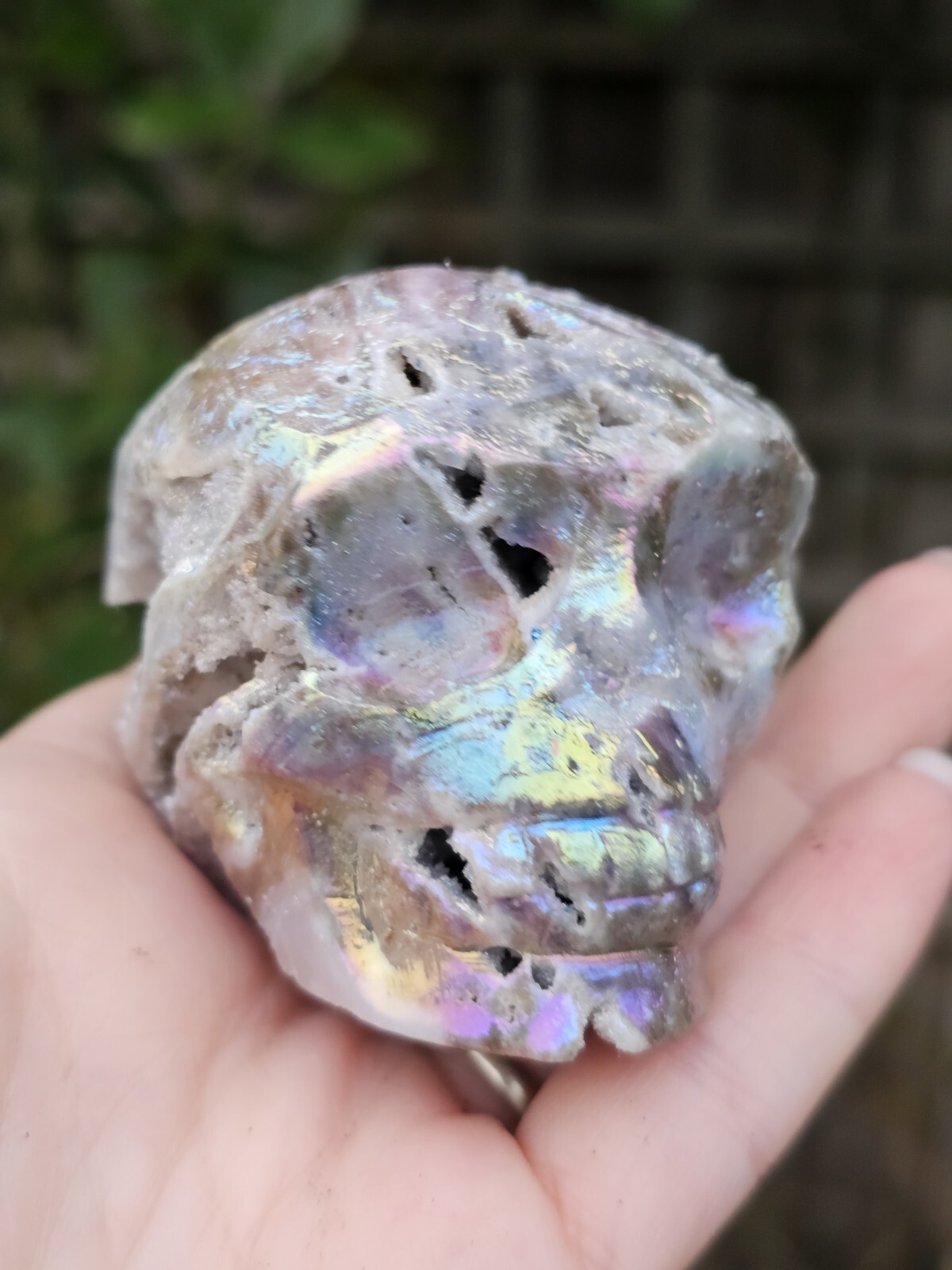 *SALE* Druzy Titanium Rainbow Aura sphalerite crystal Skull Angel Aura