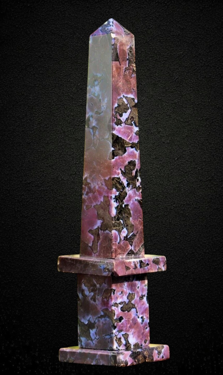 200MM Blue Indigo Gabbro Stone Merlinite Pietra Dura Grand Tour Obelisk Tower