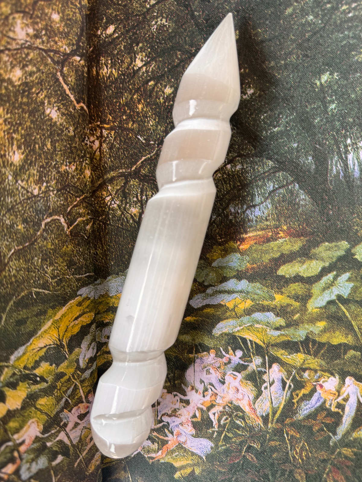 XL 8″ Selenite Spiral Wand Polished Crystal Tower 3.5″ Thick Charging Cleansing