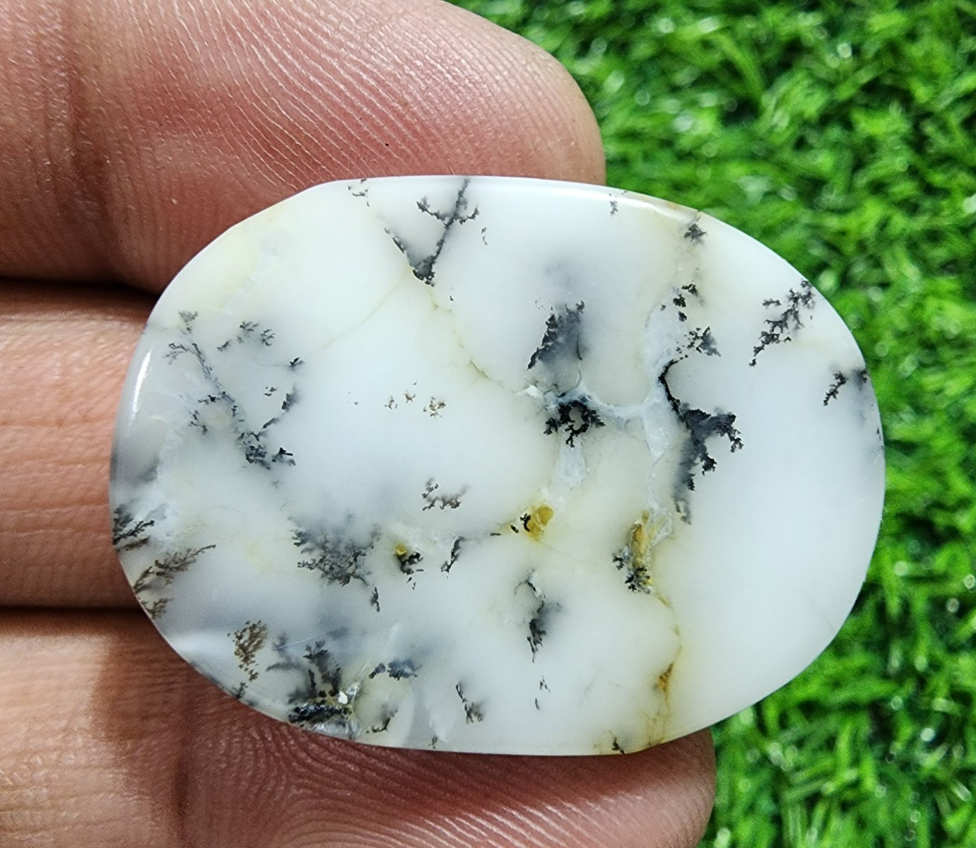 Natural Dendrite Opal 45ct Oval Shape Cabochon High Quality Gemstone Jewelry