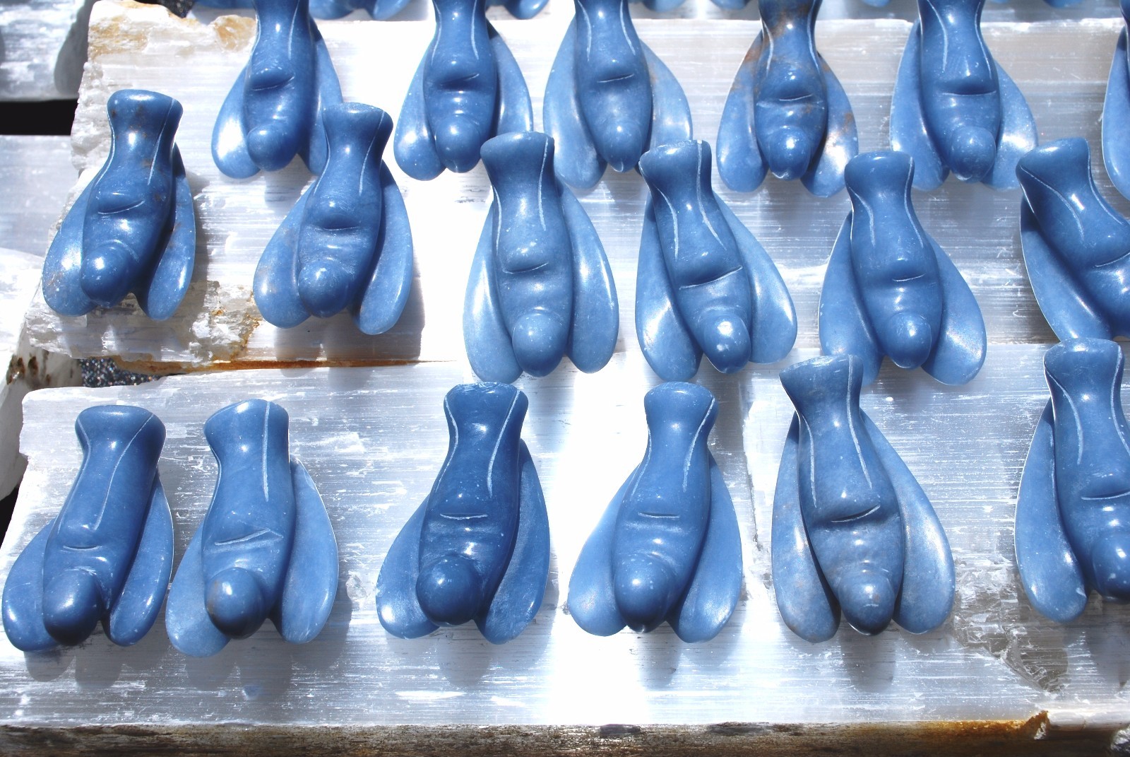 CHARGED Angelite Crystal Hand-Carved Angel Peaceful Energy! + Selenite Charger