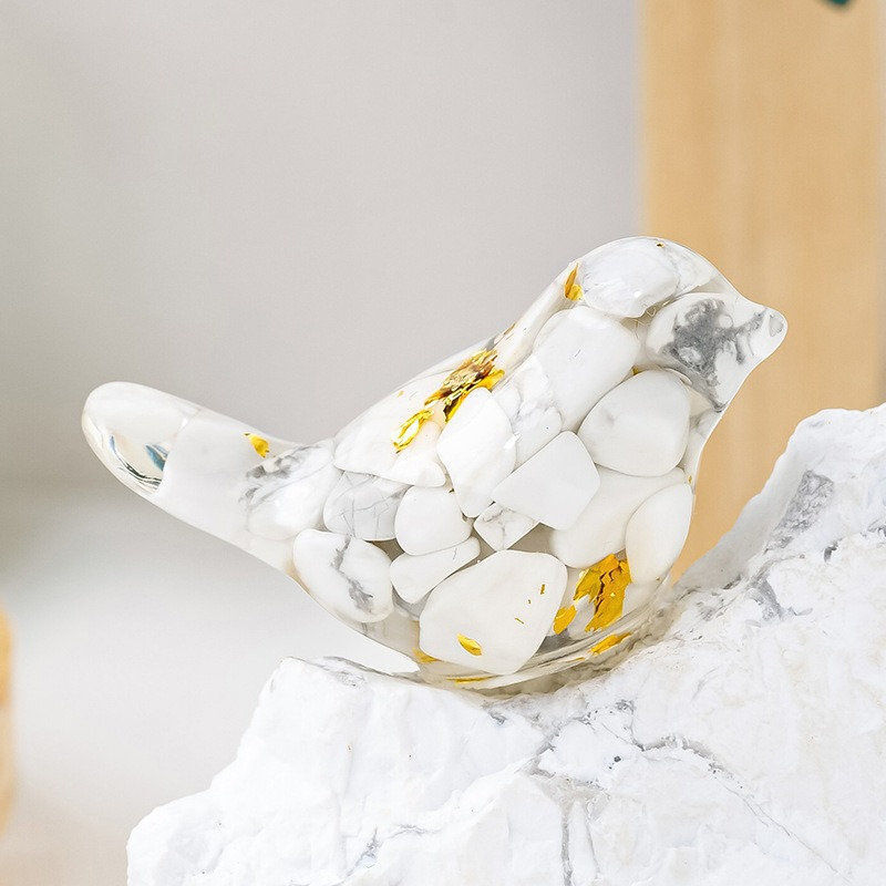 Natural Quartz Crystal Gravel Drops Glue Bird Mini Healing Birdie Resin Decor