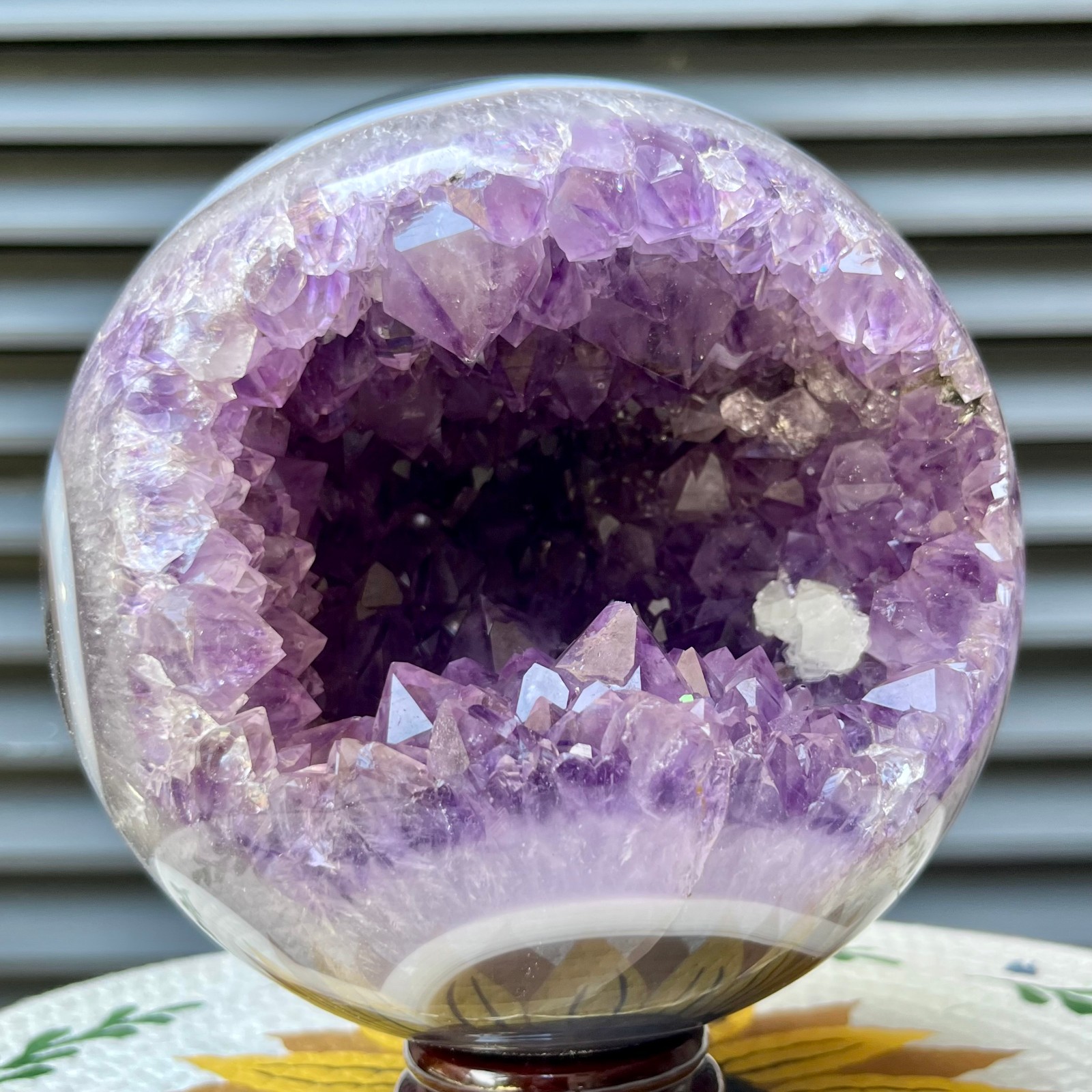 9.9 lb Natural Amethyst Geode Sphere Crystal Druzy Ball Gift Display Decor