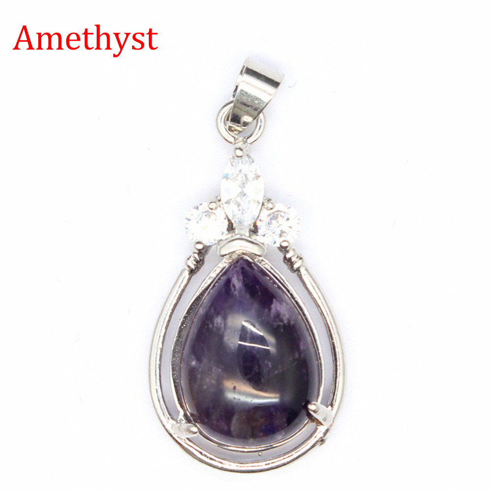 1pc Hollow Water Drop Teardrop Pendant Oval Bead Crystal Chakra Gemstone Healing