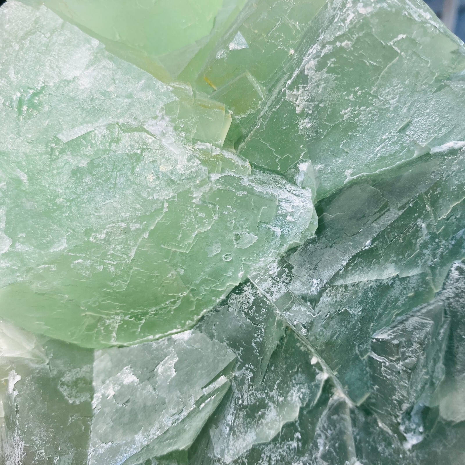 7.0LB Large Natural Light Green Fluorite Cubic Crystal Rough Healing Specimen