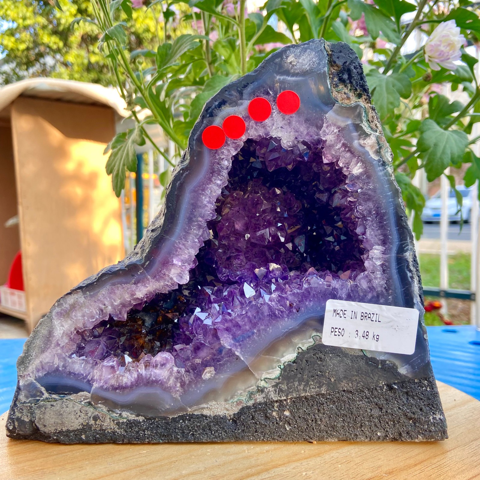 7.6LB Natural Amethyst Geode Quartz Crystal Cluster Cathedral Energy healing