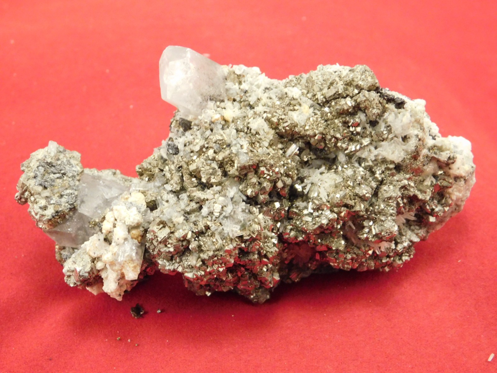 FLUORESCENT Calcite CRYSTAL Cluster on PYRITE Crystals Peru 125gr