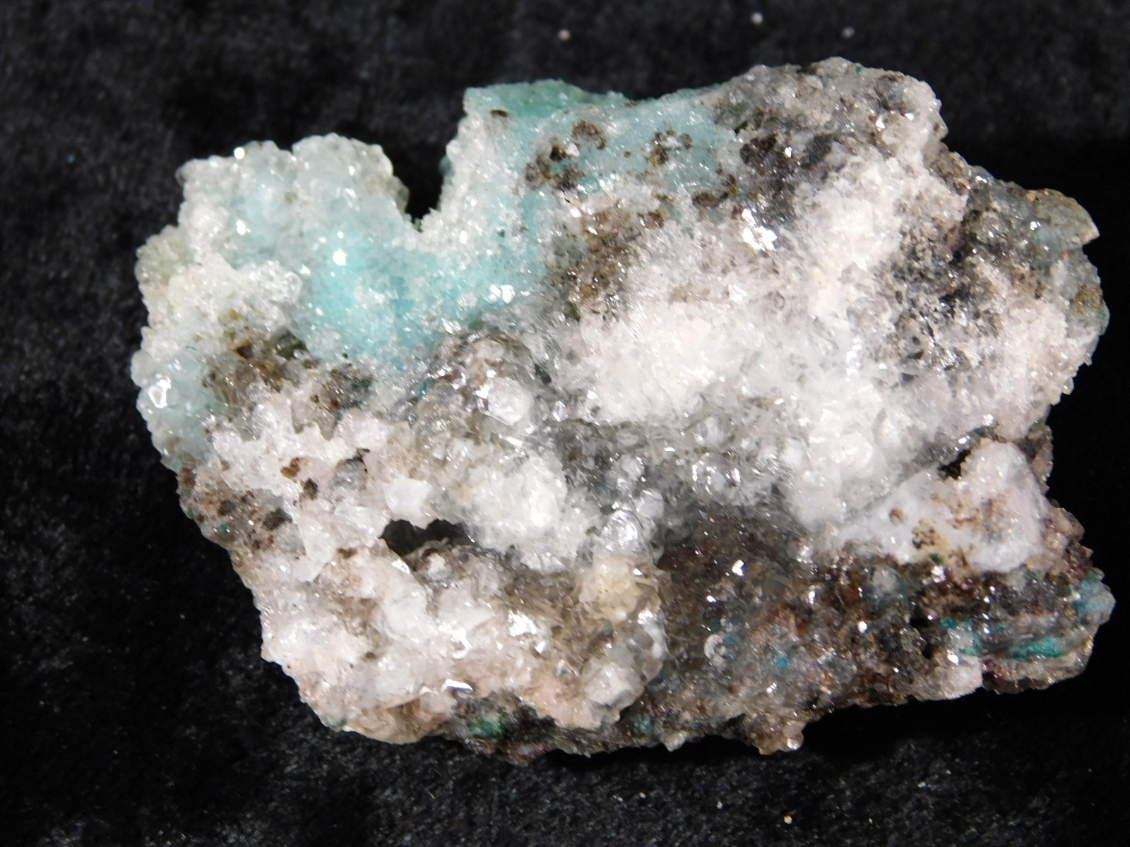 Light BLUE! CHRYSOCOLLA Cluster with Translucent Druzy Quartz Mexico 37.8gr