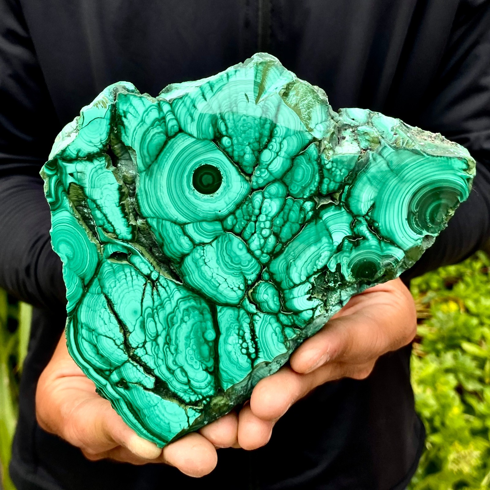 1.29LB Natural malachite slice quartz crystal luster mineral specimen