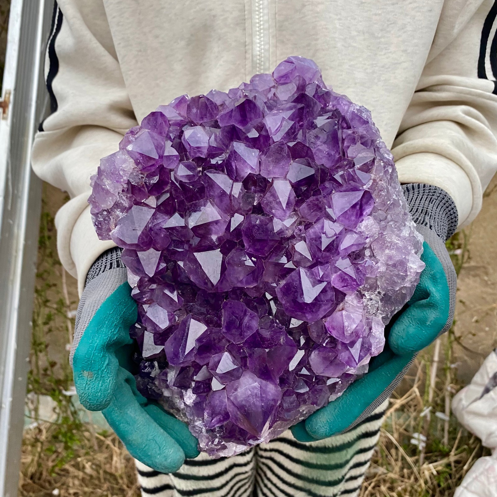 17.21LB Natural Amethyst geode quartz cluster crystal specimen energy healing
