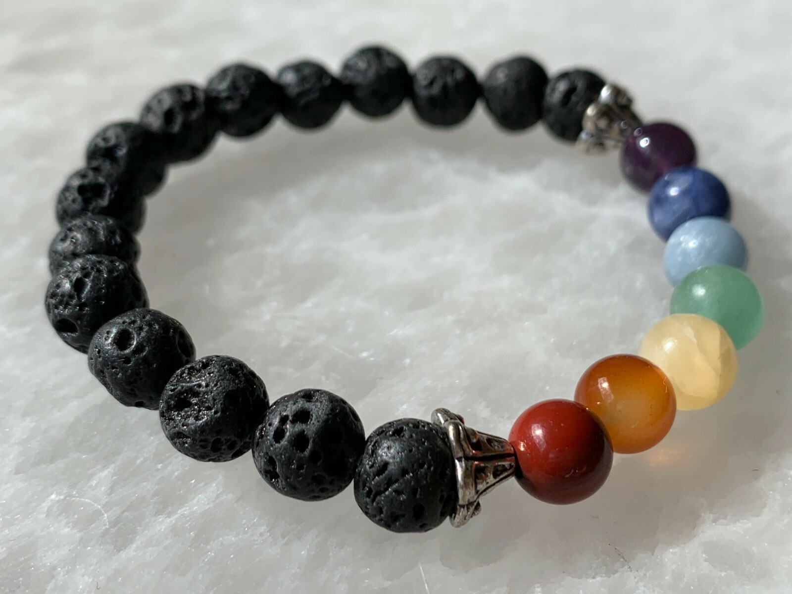 Lava Rock & 7 Chakra Stone Bracelet 8mm, Genuine Gemstone Bead, Wholesale Bulk