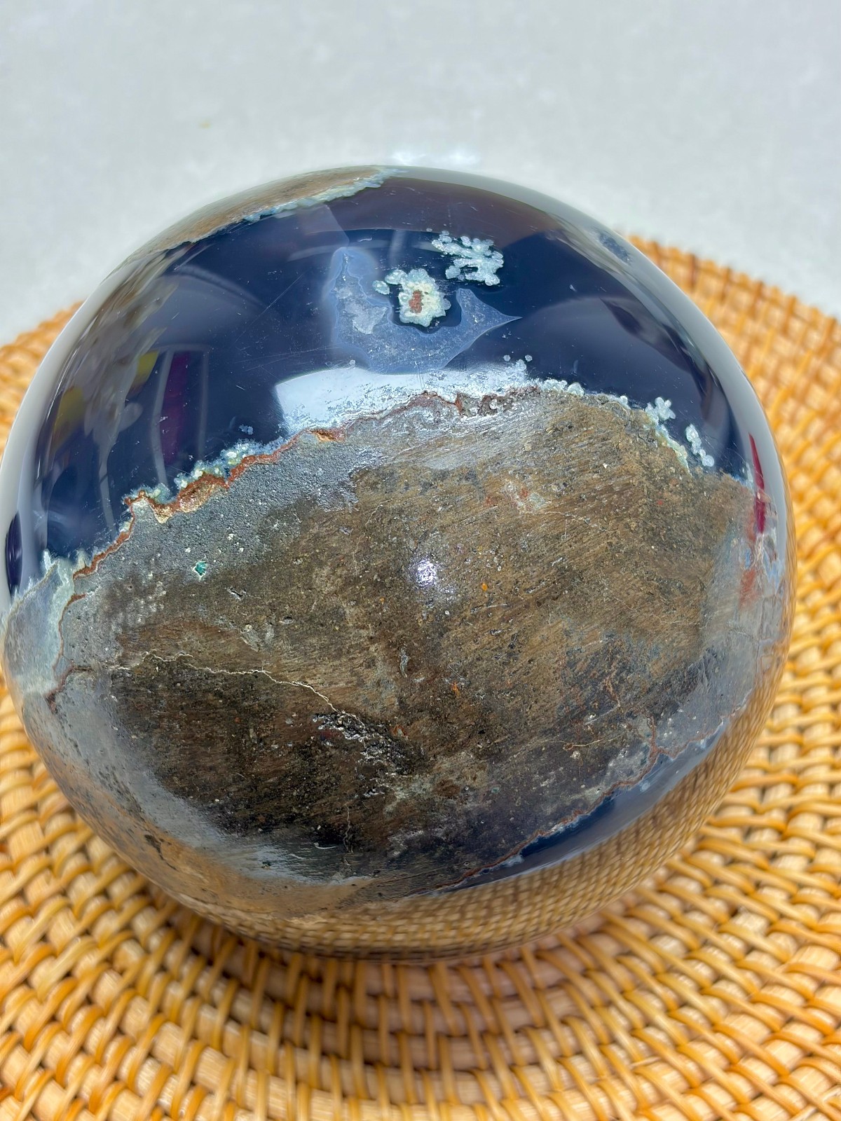 4.3 lb Natural Amethyst Geode Sphere Crystal Druzy Ball Polished Agate Decor
