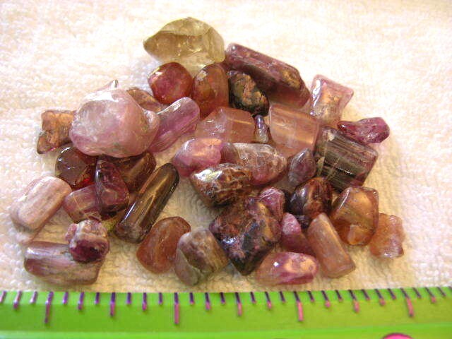 Red/Pink Tourmaline tumble polished mixed grade 5-20mm 50 carat lots