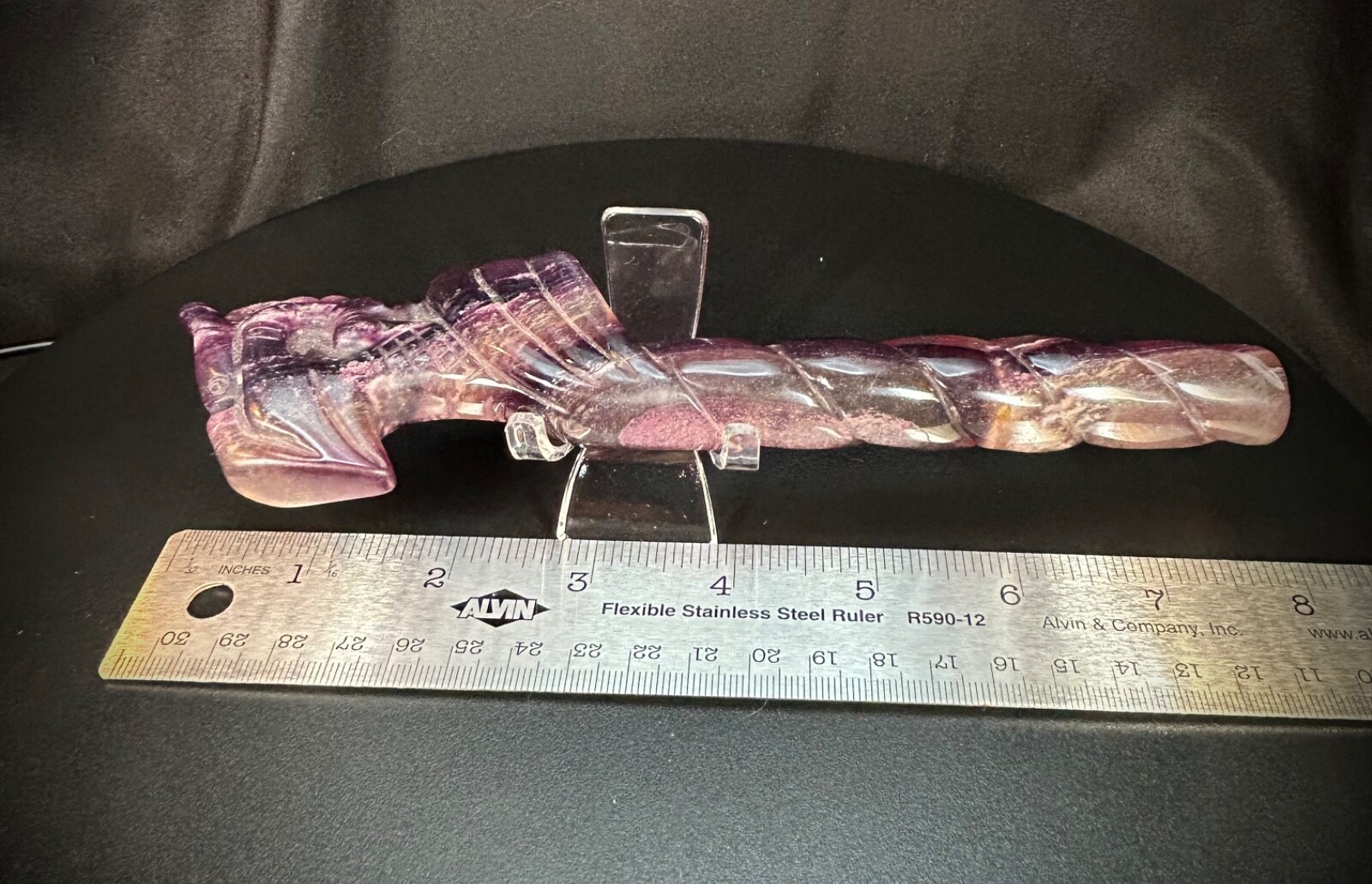 7.75″ Rainbow Fluorite Dragon Wand With Acrylic Stand 8.3oz