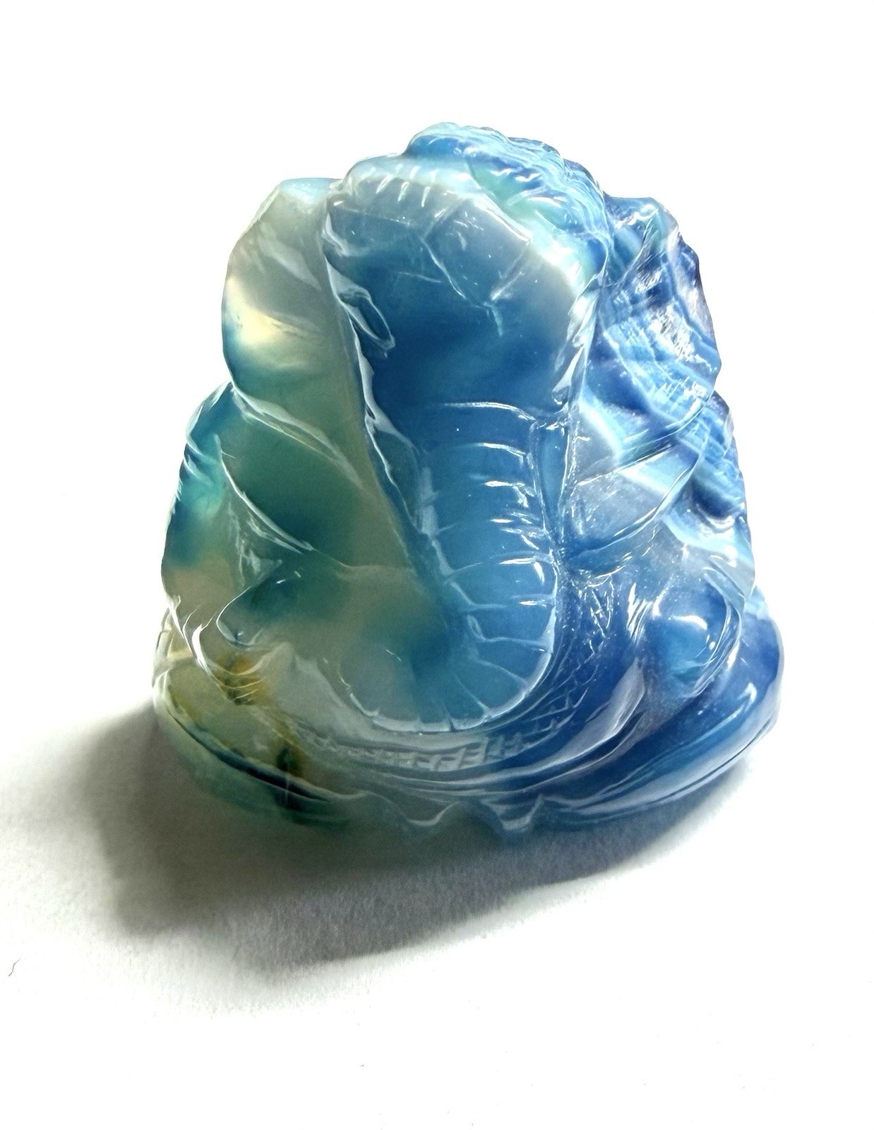 Ganesh Carving In Beautiful Blue Calcite 70.8 Cts