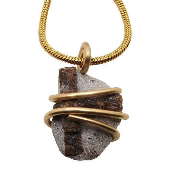 FAERY CROSS NATURAL RUSSIAN STAUROLITE PENDANT IN MERLIN’S GOLD BRONZE #53