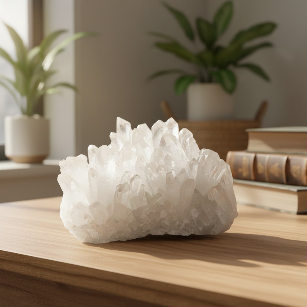 Natural Clear Quartz Crystal Cluster Geode, Untreated Healing Mineral Specimen