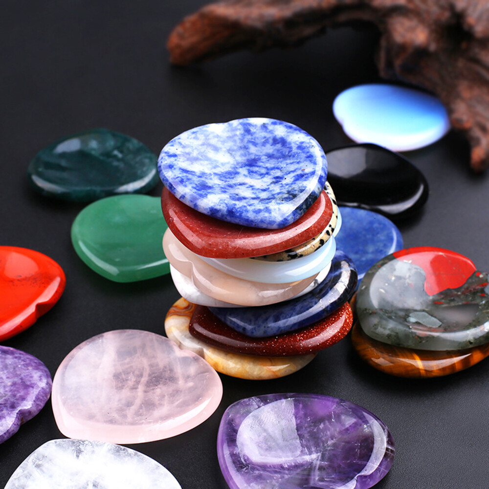 Heart Thumb Worry Stone Pocket Palm Healing Crystal Chakra Reiki Meditation